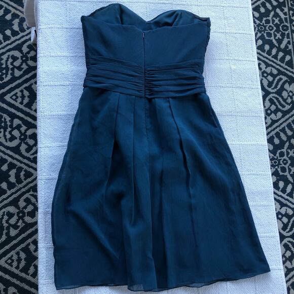David’s Bridal Strapless Chiffon Mini Dress 2 Navy Blue F14847 Prom Wedding - Picture 5 of 8